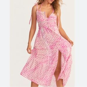 LoveShackFancy Carlyle Pink Midi Dress